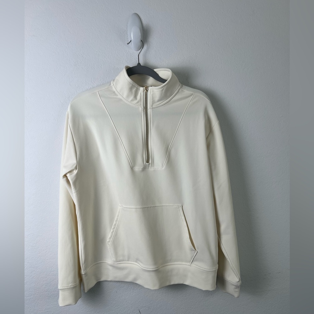 Skechers 1/4 Zip Off White Ribbed Pullover Activewear Athleisure Top Jacket